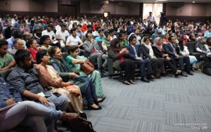 SWAN -Audience listening to Ms. Rula Ghani, first lady of Afghanistan, speak at FET Auditorium compiled by Sunil Binjola SAF